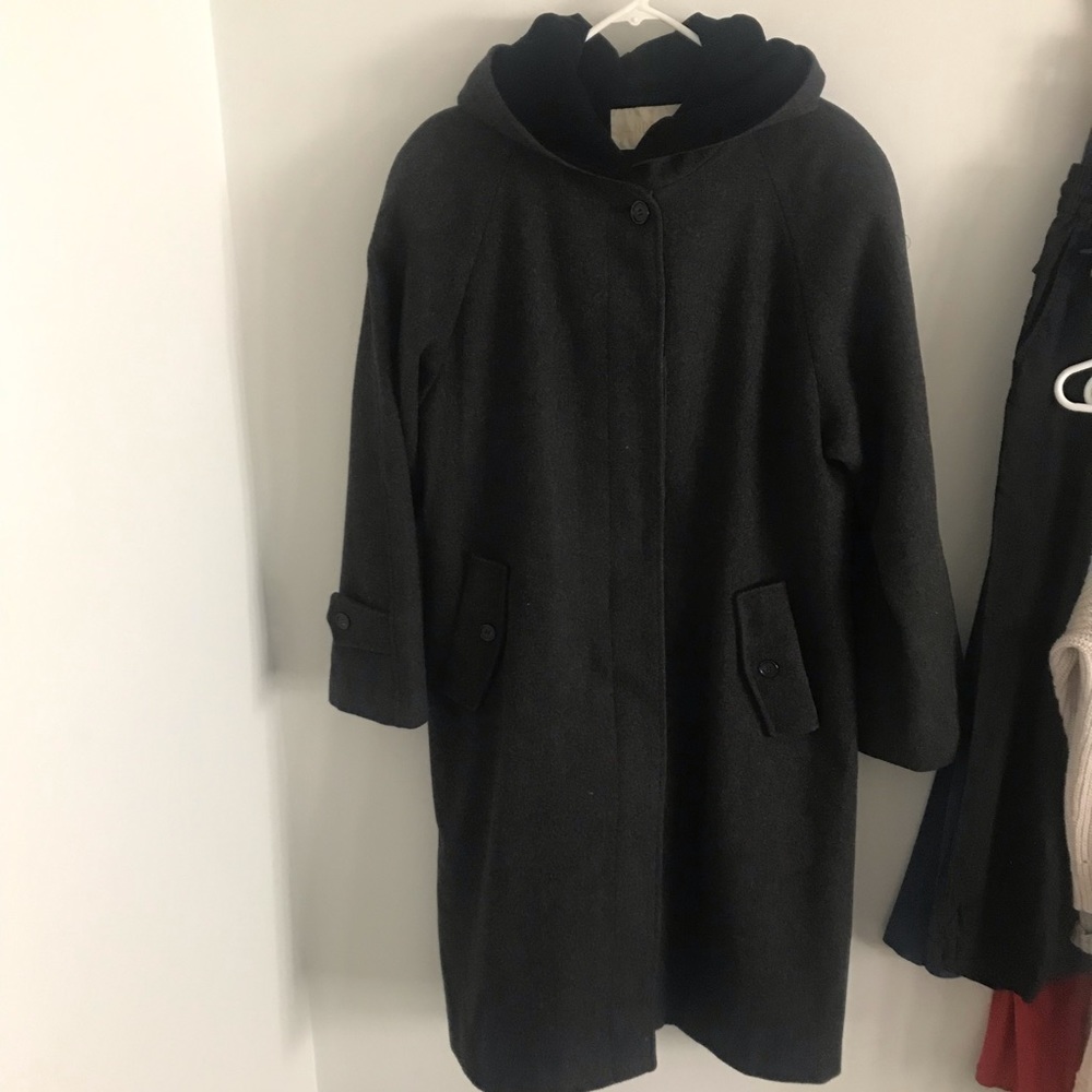 Vintage Hooded, Full-length, Wool Coat, sz 12
